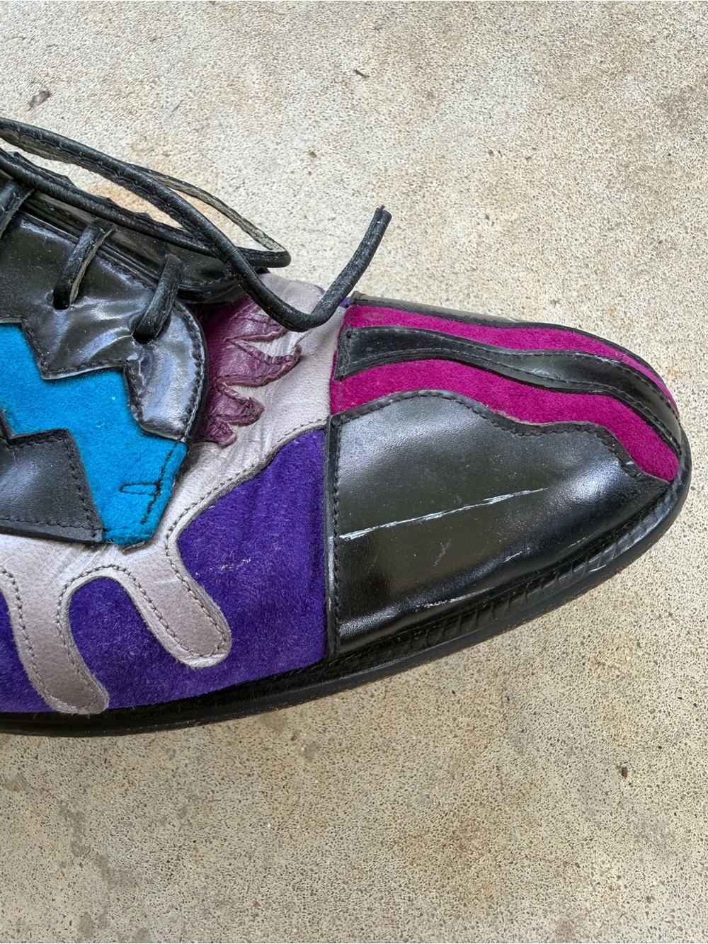 Beverly Feldman Vintage Leather Colorful Patchwork Oxford Shoes Women’s 9.5 - Picture 13 of 15
